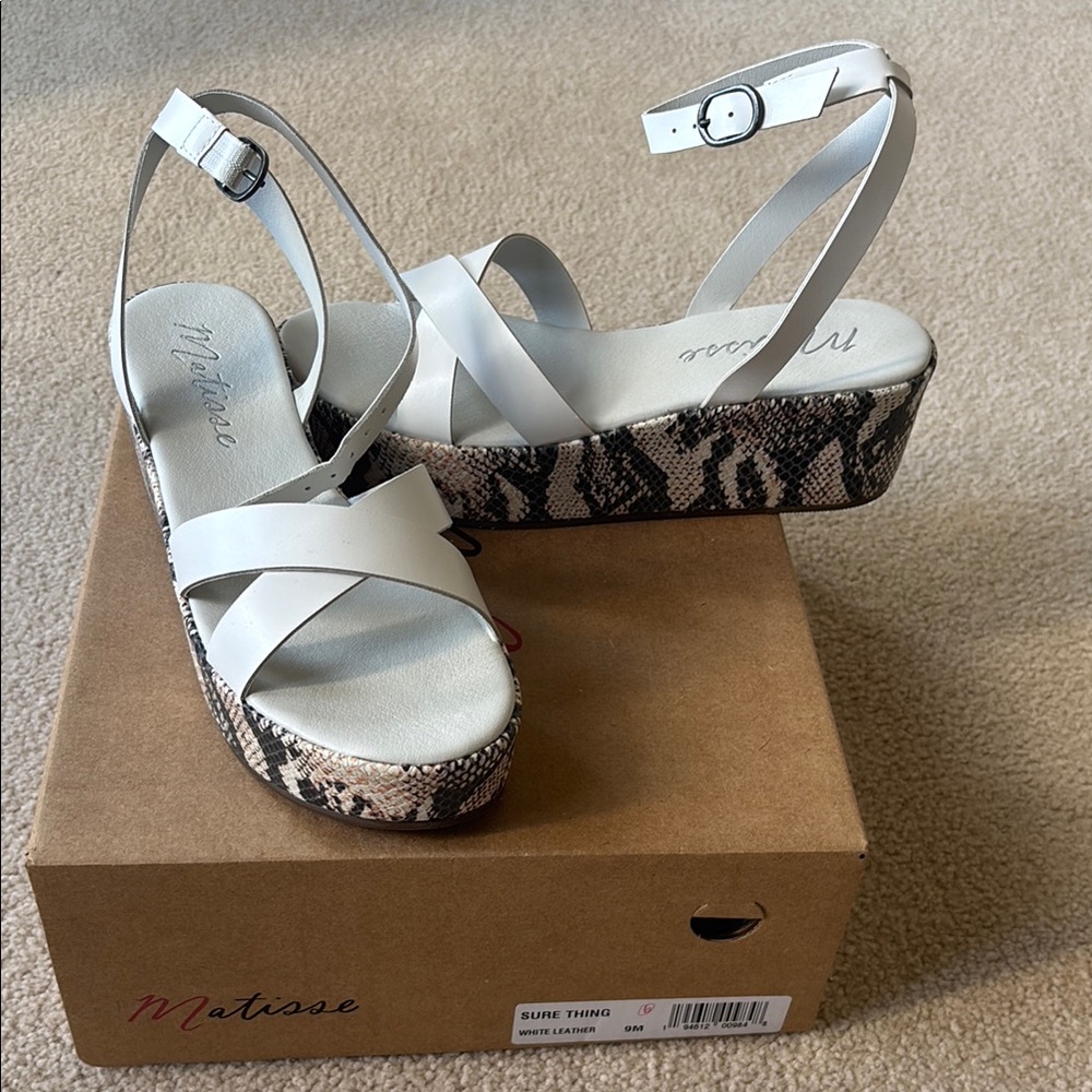 Matisse Sure Thing White Leather Platform Sandals NWOT